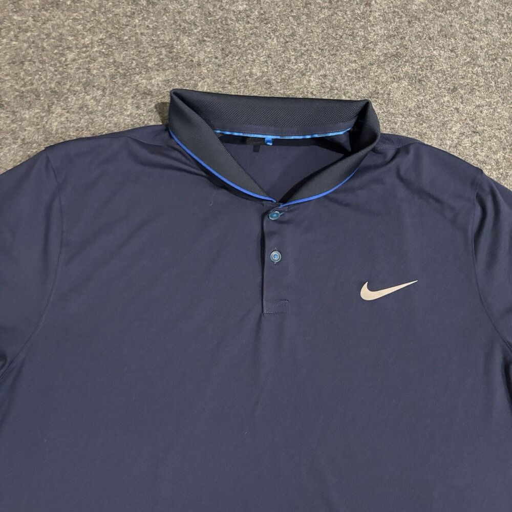 Nike Polo Shirt Men's XL Blue Short Sleeve Dri Fit Golf